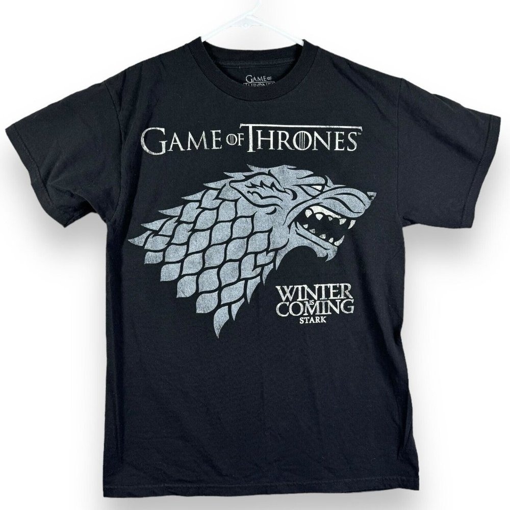 Game Of Thrones Stark Winter Is Coming Mens Black Tshirt Size Medium 100% Cotton